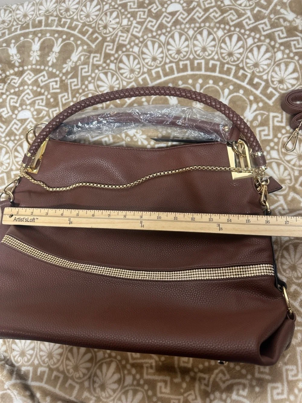 Dasein Hobo shoulder/ Crossbody Bag in soft faux leather with accent Rhinestones